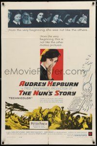 8e628 NUN'S STORY 1sh '59 religious missionary Audrey Hepburn was not like the others, Peter Finch