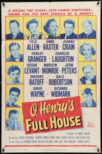 8e630 O HENRY'S FULL HOUSE 1sh '52 Fred Allen, Anne Baxter, Jeanne Crain & young Marilyn Monroe!