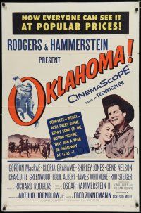 8e635 OKLAHOMA 1sh '56 MacRae, Jones, Rodgers & Hammerstein musical!