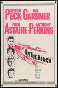 8e639 ON THE BEACH 1sh '59 art of Gregory Peck, Ava Gardner, Fred Astaire & Anthony Perkins!