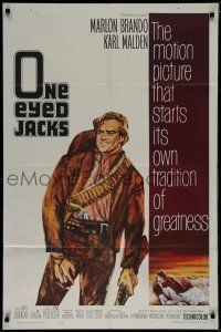 8e643 ONE EYED JACKS 1sh '61 great artwork of star & director Marlon Brando with gun & bandolier!