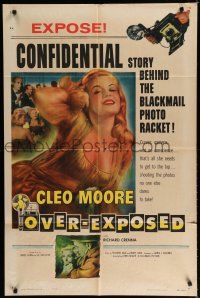 8e650 OVER-EXPOSED 1sh '56 super sexy Cleo Moore has curves, camera, and no conscience!