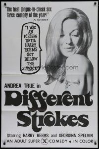 8e649 OVER SEXPOSURE 1sh '70s close-up of Andrea True, x-rated comedy, Different Strokes!
