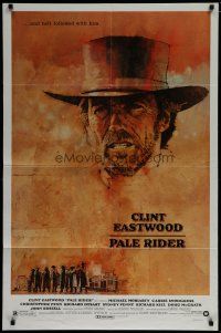 8e654 PALE RIDER 1sh '85 great artwork of cowboy Clint Eastwood by C. Michael Dudash!