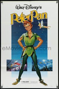 8e664 PETER PAN 1sh R82 Walt Disney animated cartoon fantasy classic, great full-length art!