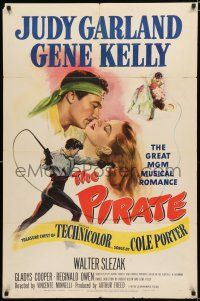 8e668 PIRATE 1sh '48 great artwork of Judy Garland & Gene Kelly dancing and romancing!