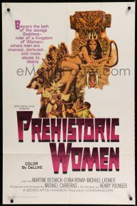 8e677 PREHISTORIC WOMEN 1sh '66 Slave Girls, art of sexiest cave babe with whip!