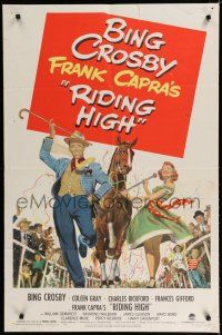 8e716 RIDING HIGH style A 1sh '50 Bing Crosby, Frank Capra directed, horse racing!