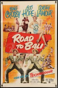 8e721 ROAD TO BALI 1sh '52 Bing Crosby, Bob Hope & sexy Dorothy Lamour in Indonesia!