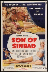8e805 SON OF SINBAD 1sh '55 Howard Hughes, great art of super sexy harem women!