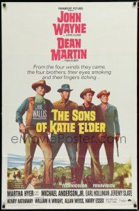 8e806 SONS OF KATIE ELDER 1sh '65 line up of John Wayne, Dean Martin & more + Martha Hyer!