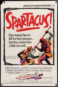 8e811 SPARTACUS style A 1sh R67 Stanley Kubrick & Kirk Douglas epic, cool gladiator artwork!