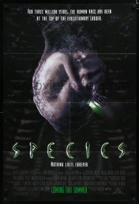 8e812 SPECIES advance 1sh '95 by writer/producer Dennis Feldman, great sci-fi image!