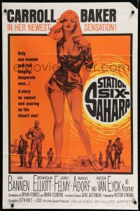 8e824 STATION SIX-SAHARA 1sh '64 super sexy Carroll Baker in the hot motion picture!