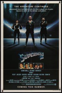 8e837 SUPERMAN II teaser 1sh '81 Christopher Reeve, Terence Stamp, cool image of villains!
