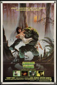 8e839 SWAMP THING 1sh '82 Wes Craven, Richard Hescox art of him holding sexy Adrienne Barbeau!