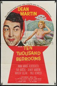 8e858 TEN THOUSAND BEDROOMS style D 1sh '57 art of Dean Martin & sexy Anna Maria Alberghetti in bed