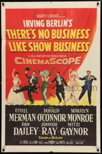 8e864 THERE'S NO BUSINESS LIKE SHOW BUSINESS 1sh '54 Marilyn Monroe & cast members in line-up!