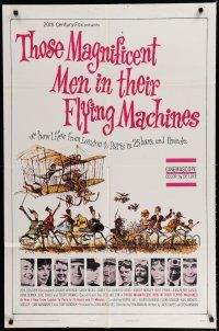 8e871 THOSE MAGNIFICENT MEN IN THEIR FLYING MACHINES 1sh '65 great wacky art of early airplane!