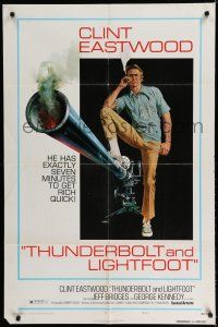 8e878 THUNDERBOLT & LIGHTFOOT style C 1sh '74 artwork of Clint Eastwood with HUGE gun by McGinnis!