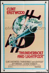 8e879 THUNDERBOLT & LIGHTFOOT style D 1sh '74 art of Clint Eastwood with HUGE gun by Arnaldo Putzu!