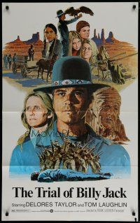 8e900 TRIAL OF BILLY JACK 1sh '74 Larry Salk art of Tom Laughlin as Billy Jack, Delores Taylor!