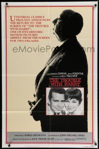 8e903 TROUBLE WITH HARRY 1sh R83 Alfred Hitchcock profile, c/u of Forsythe & Shirley MacLaine!