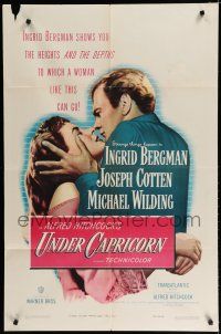 8e911 UNDER CAPRICORN 1sh '49 romantic image of Ingrid Bergman & Joseph Cotten, Alfred Hitchcock!