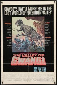 8e919 VALLEY OF GWANGI 1sh '69 Ray Harryhausen, great artwork of cowboys vs dinosaurs!