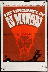 8e924 VENGEANCE OF FU MANCHU 1sh '68 cool art of Asian villain Christopher Lee!