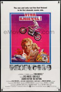 8e933 VIVA KNIEVEL 1sh '77 best artwork of the greatest daredevil jumping his motorcycle!