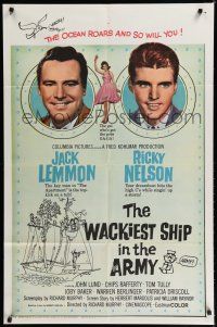 8e937 WACKIEST SHIP IN THE ARMY 1sh '60 Jack Lemmon & Ricky Nelson, the ocean roars & so will you!