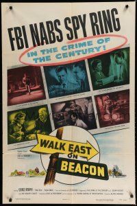 8e938 WALK EAST ON BEACON 1sh '52 J. Edgar Hoover, FBI nabs spies in the crime of the century
