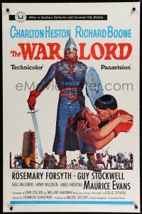 8e943 WAR LORD 1sh '65 art of Charlton Heston all decked out in armor with sword!