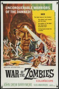 8e944 WAR OF THE ZOMBIES 1sh '65 John Drew Barrymore vs warriors of the damned, Reynold Brown art!