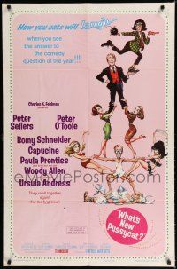 8e962 WHAT'S NEW PUSSYCAT style B 1sh '65 Frank Frazetta art of Woody Allen, O'Toole & sexy babes!