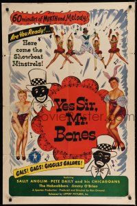 8e992 YES SIR MR BONES revised 1sh '51 your favorite laff-time when showboat minstrels come to town!