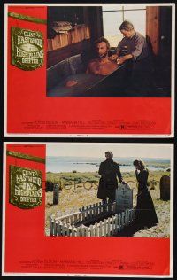 8f916 HIGH PLAINS DRIFTER 2 LCs '73 Clint Eastwood by grave of director Don Siegel and in bath!