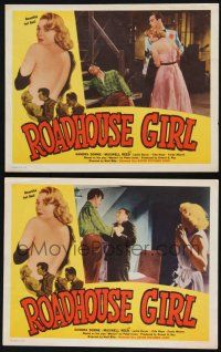 8f963 ROADHOUSE GIRL 2 LCs '54 classic sexy beautiful but bad girl border art, Sandra Dorne!
