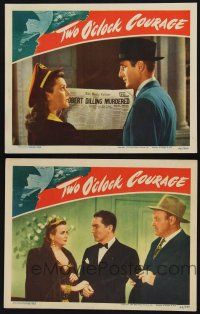 8f987 TWO O'CLOCK COURAGE 2 LCs '44 Anthony Mann, Tom Conway, Ann Rutherford, Jean Brooks, Drew!