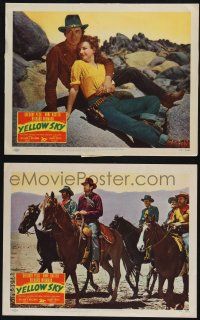 8f996 YELLOW SKY 2 LCs '48 cowboys Gregory Peck & Richard Widmark, Anne Baxter, William Wellman!