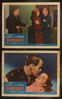 8f999 YOUNG WIDOW 2 LCs '46 sexy brunette Jane Russell romanced by WWII soldier Louis Hayward!