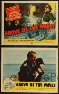 8f029 ABOVE US THE WAVES 8 LCs '56 John Mills & English WWII sailors in ship sunk by sub!