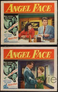8f039 ANGEL FACE 8 LCs '53 Robert Mitchum, Jean Simmons, Freeman, Otto Preminger, Howard Hughes!