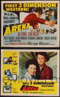 8f043 ARENA 8 LCs '53 Gig Young, Jean Hagen, Polly Bergen, cool images from first 3-D western!