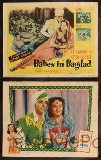 8f049 BABES IN BAGDAD 8 LCs '52 Paulette Goddard, sexiest Gypsy Rose Lee, cool title card art!