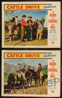 8f649 CATTLE DRIVE 4 LCs '51 Joel McCrea & Dean Stockwell in the great Santa Fe stampede!