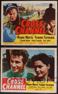 8f121 CROSS CHANNEL 8 LCs '55 film noir, sailor Wayne Morris, Yvonne Furneaux!