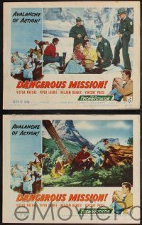 8f127 DANGEROUS MISSION 8 LCs '54 Victor Mature, Vincent Price, an avalanche of action!