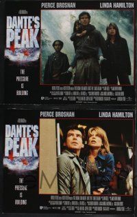 8f128 DANTE'S PEAK 8 LCs '97 Pierce Brosnan & Linda Hamilton, great exploding volcano border image!